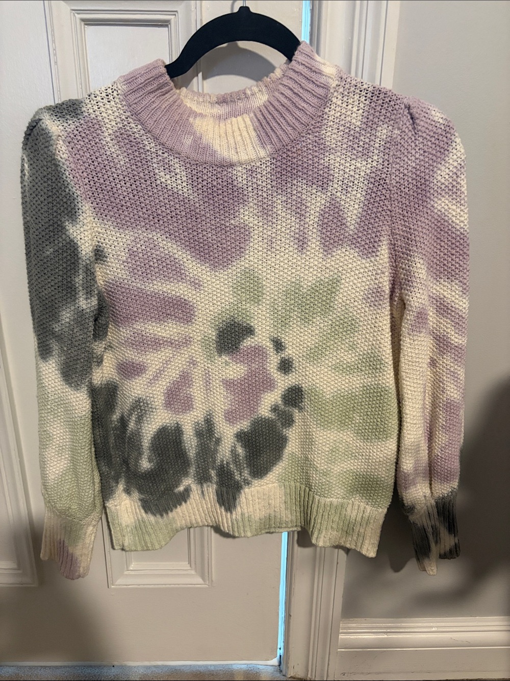 Madewell Tie-Dye Crewneck Sweater in Lavender, Sage & Cream